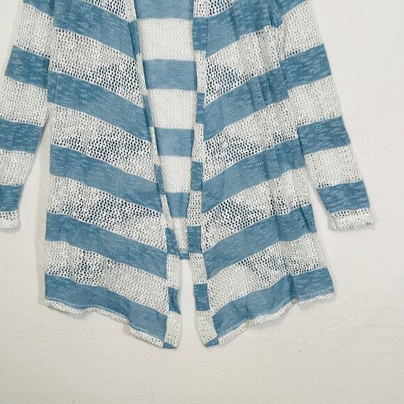 Retro Threads Cardigan Sweater Womens Large Blue White Open Knit Long Sleeves - Picture 5 of 13
